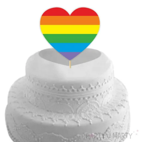 topper papierowy teczowe serce 20 cm