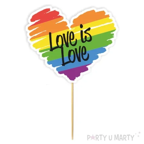 topper papierowy teczowe serce love is love 20 cm