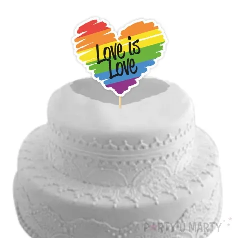 topper papierowy teczowe serce love is love 20 cm