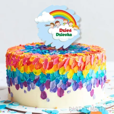 topper papierowy teczowy dzien dziecka 18 cm