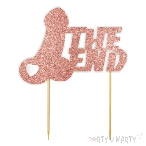 topper papierowy the end penisek i serce rose gold brokat 14 x 17 5 cm