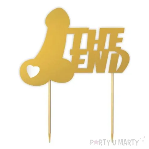 topper papierowy the end penisek i serce zloty 14 x 17 5 cm