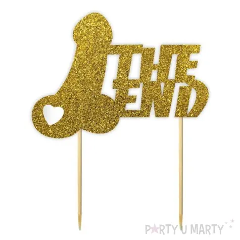 topper papierowy the end penisek i serce zloty brokat 14 x 17 5 cm