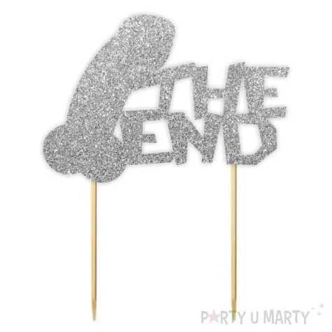 topper papierowy the end penisek srebrny brokat 14 x 17 5 cm