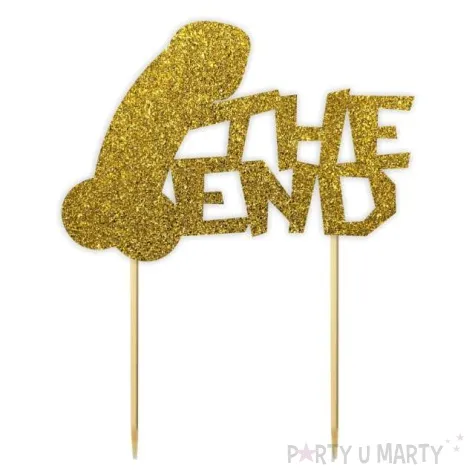 topper papierowy the end penisek zloty brokat 14 x 17 5 cm