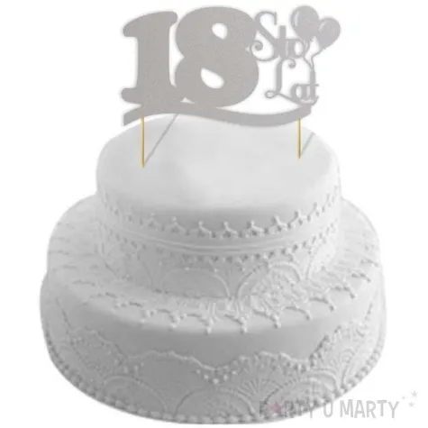 topper papierowy urodziny 18 srebrna 17 cm