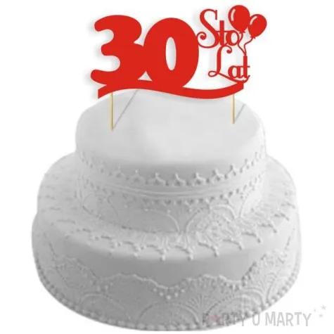 topper papierowy urodziny 30 czerwona 17 cm