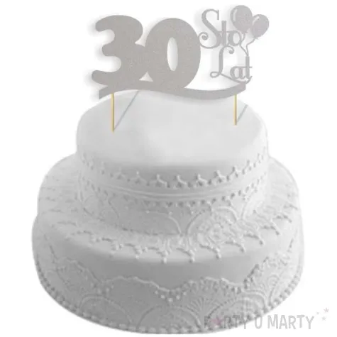 topper papierowy urodziny 30 srebrna 17 cm