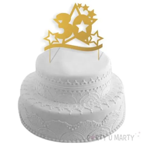 topper papierowy urodziny 30 stars zloty 17 cm