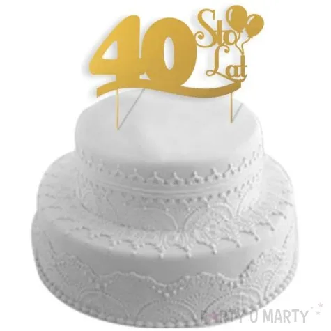 topper papierowy urodziny 40 zlota 17 cm