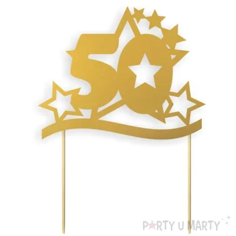 topper papierowy urodziny 50 stars zlota 17 cm