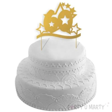 topper papierowy urodziny 60 stars zlota 17 cm