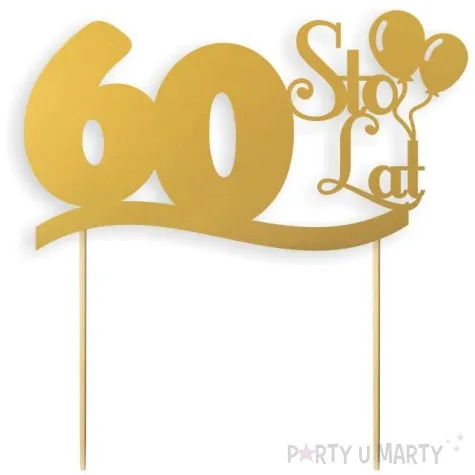 topper papierowy urodziny 60 zlota 17 cm