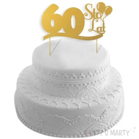 topper papierowy urodziny 60 zlota 17 cm