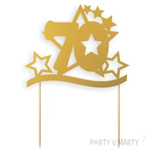topper papierowy urodziny 70 stars zlota 17 cm
