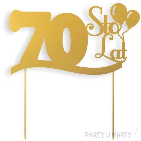 topper papierowy urodziny 70 zlota 17 cm