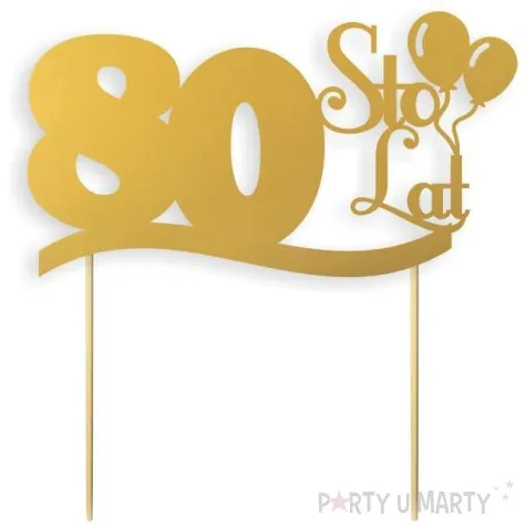 topper papierowy urodziny 80 zlota 17 cm