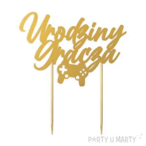 topper papierowy urodziny gracza zloty 14 x 16 cm
