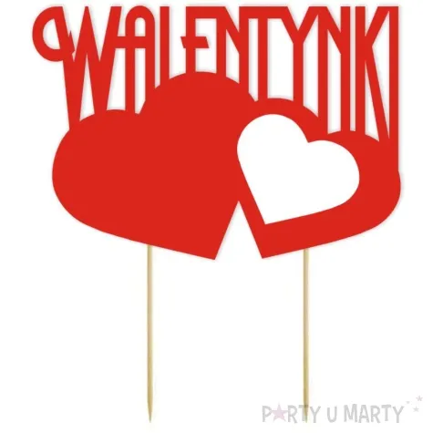 topper papierowy walentynki i serca 19 cm