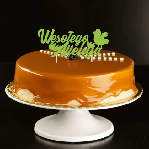 topper papierowy wesolego alleluja z kurczakiem zielony 15 cm