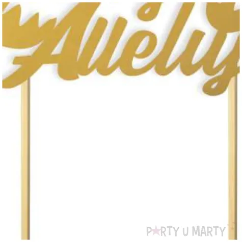 topper papierowy wesolego alleluja z kurczakiem zloty 15 cm