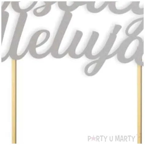 topper papierowy wesolego alleluja z pisanka srebrny 16 cm