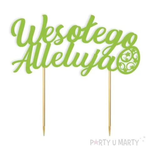 topper papierowy wesolego alleluja z pisanka zielony 16 cm