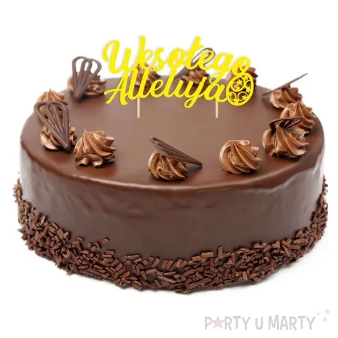 topper papierowy wesolego alleluja z pisanka zolty 16 cm