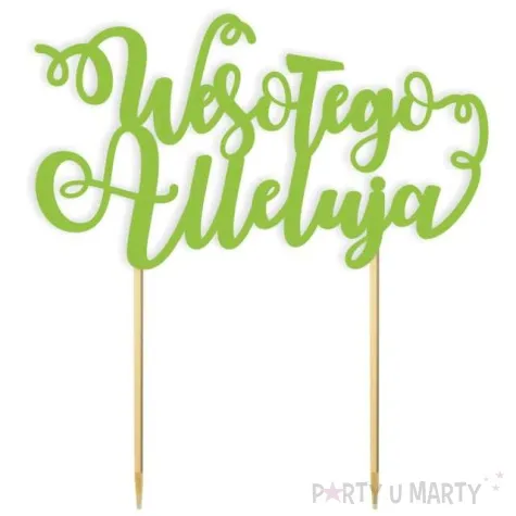 topper papierowy wesolego alleluja z zawijasem zielony 17 5 cm