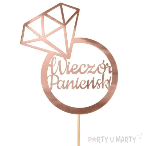 topper papierowy wieczor panienski diament rose gold partycollection 14 x 33 cm