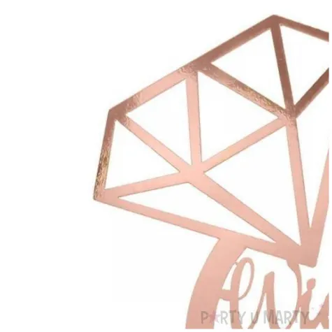 topper papierowy wieczor panienski diament rose gold partycollection 14 x 33 cm