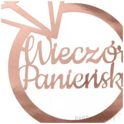 topper papierowy wieczor panienski diament rose gold partycollection 14 x 33 cm