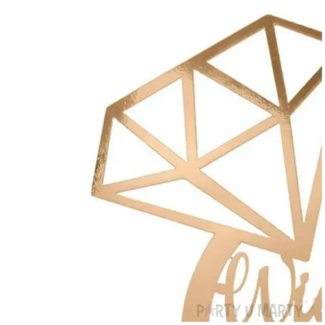 topper papierowy wieczor panienski diament zloty partycollection 14 x 33 cm