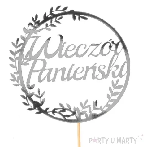 topper papierowy wieczor panienski listki srebrny partycollection 10 x 28 cm