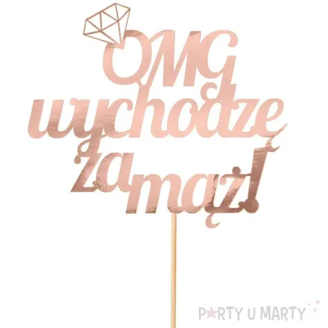 topper papierowy wieczor panienski omg rose gold partycollection 12 x 28 cm