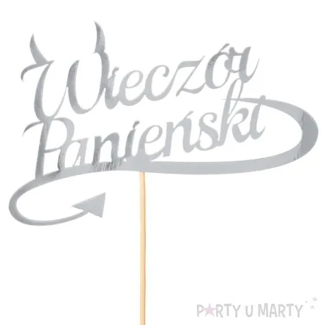 topper papierowy wieczor panienski rogi srebrny partycollection 15 x 26 cm