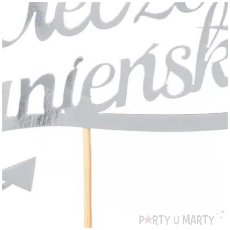 topper papierowy wieczor panienski rogi srebrny partycollection 15 x 26 cm