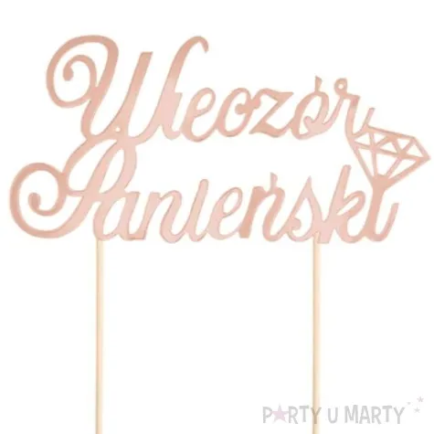 topper papierowy wieczor panienski z diamentem rose gold partypal 16 x 21 cm