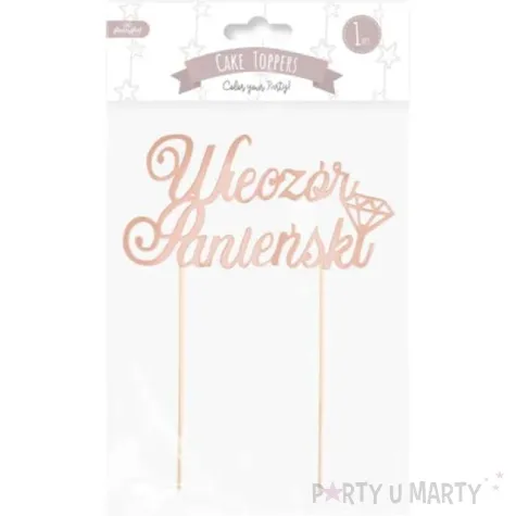 topper papierowy wieczor panienski z diamentem rose gold partypal 16 x 21 cm