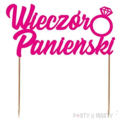 topper papierowy wieczor panienski z pierscionkiem fuksja 15 5 x 16 cm