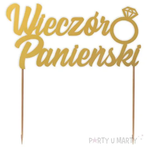 topper papierowy wieczor panienski z pierscionkiem zloty 15 5 x 16 cm