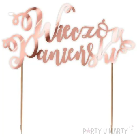 topper papierowy wieczor panienski zakrecony rose gold metalic 16 5 x 16 cm