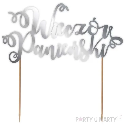 topper papierowy wieczor panienski zakrecony srebrny metalic 16 5 x 16 cm