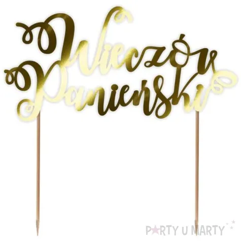 topper papierowy wieczor panienski zakrecony zloty metalic 16 5 x 16 cm