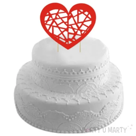 topper papierowy wzor geometryczny w sercu 19 cm