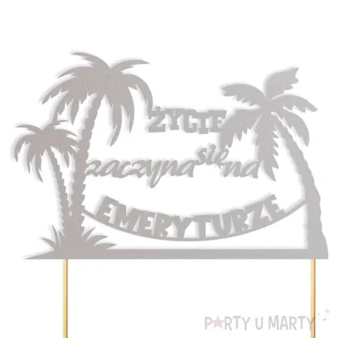 topper papierowy zycie zaczyna sie na emeryturze hamak srebrny 16 x 17 cm