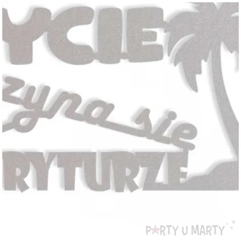 topper papierowy zycie zaczyna sie na emeryturze palmy srebrny 15 x 14 cm