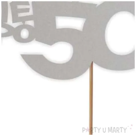 topper papierowy zycie zaczyna sie po 50 srebrny 13 x 17 cm