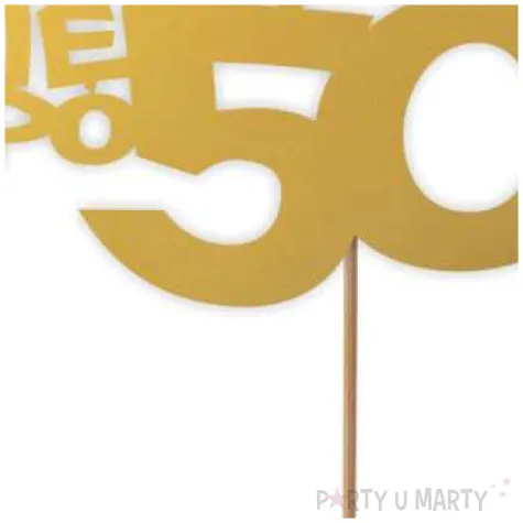 topper papierowy zycie zaczyna sie po 50 zloty 13 x 17 cm