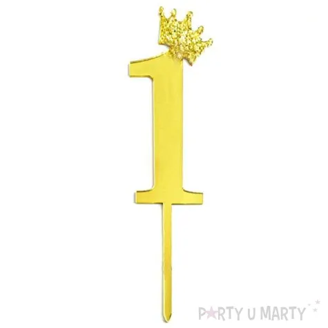 topper plastikowy cyfra 1 korona zlota partypal